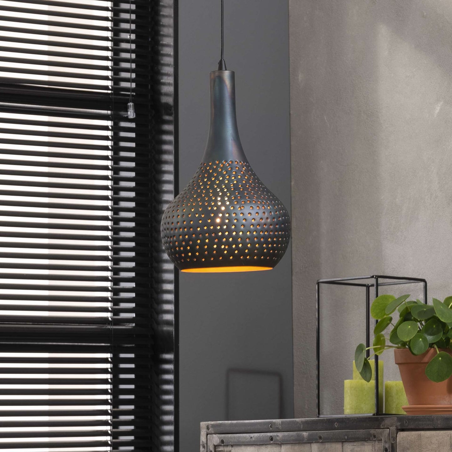 Hängelampe 1L industry concrete Kegel/Schwarz-braun