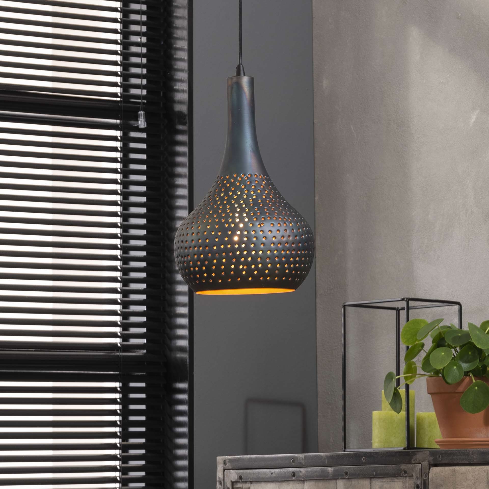 Hängelampe 1L industry concrete Kegel/Schwarz-braun