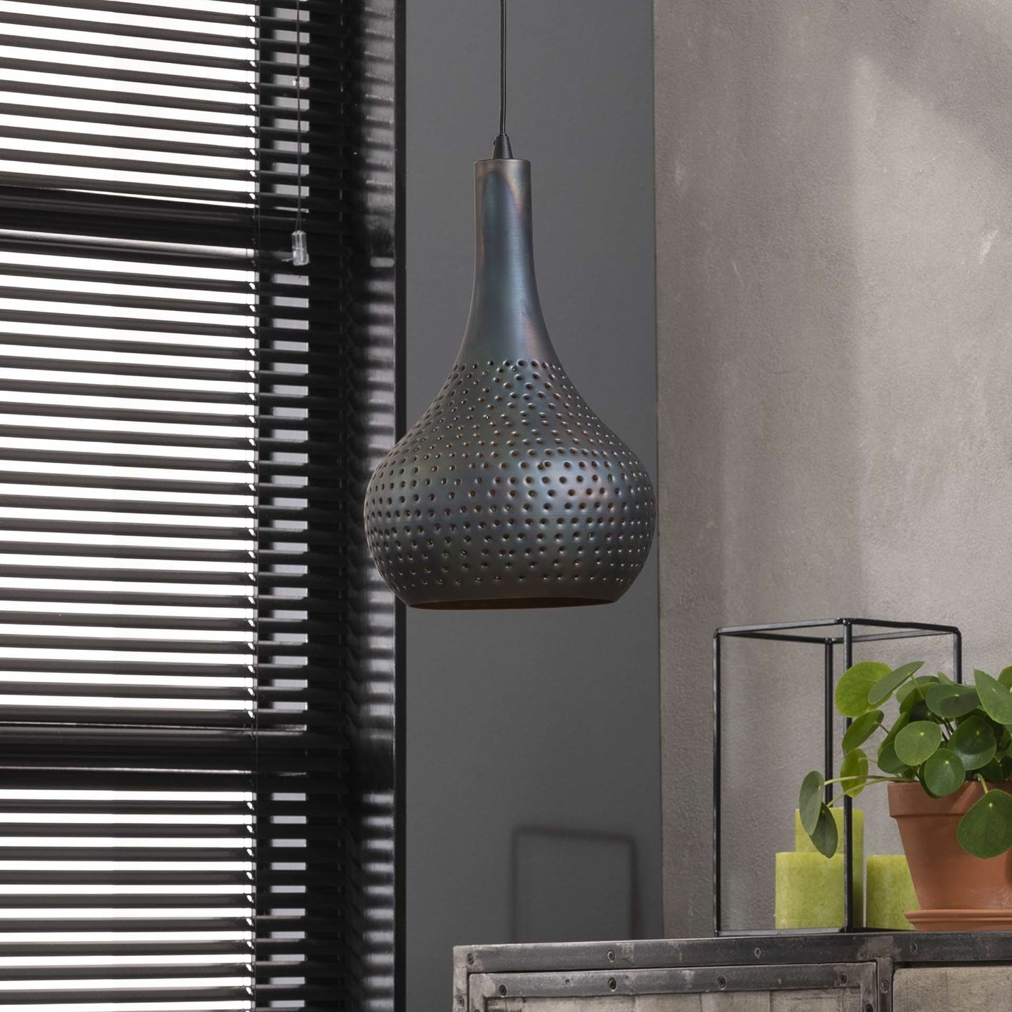 Hängelampe 1L industry concrete Kegel/Schwarz-braun