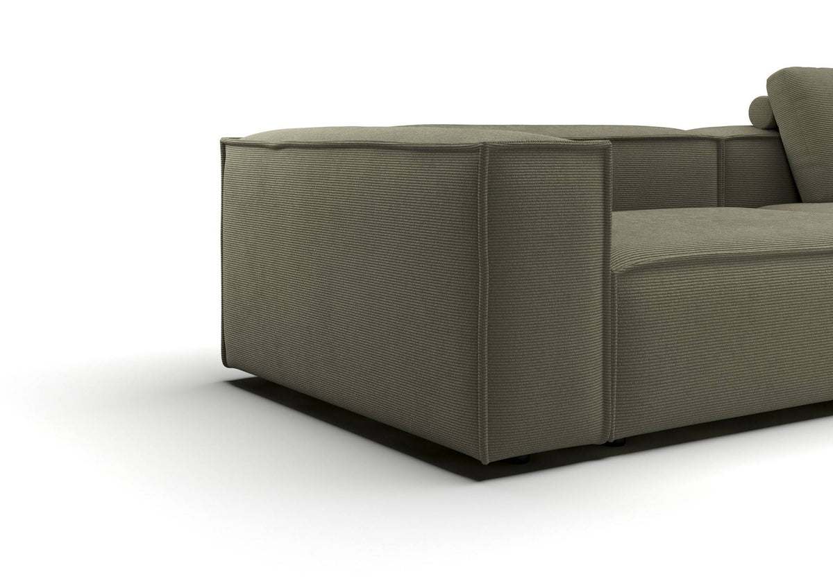 Bergen 3-Sitzer-Sofa in Feincord Oliv – Detail Armlehne