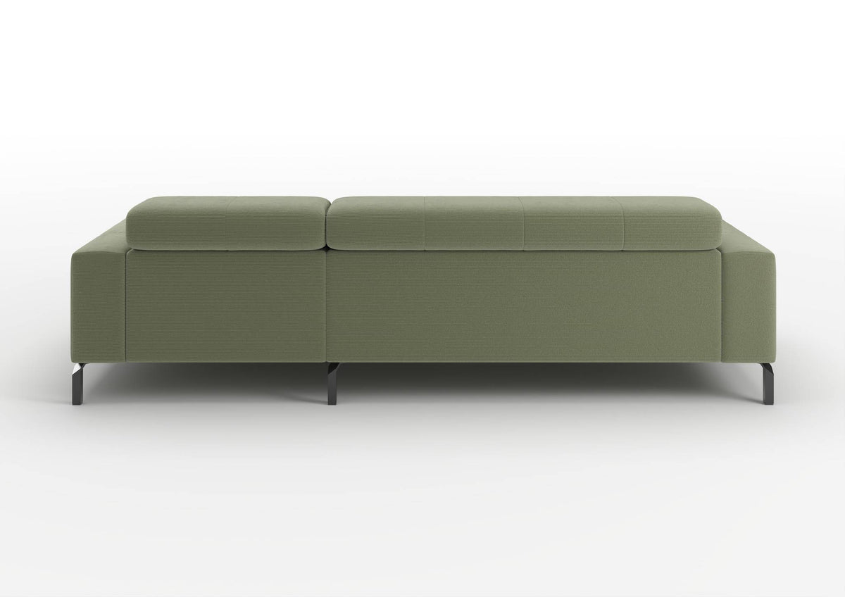Kalmar Ecksofa mit Longchair in Feincord Oliv, Longchair rechts – Rückansicht
