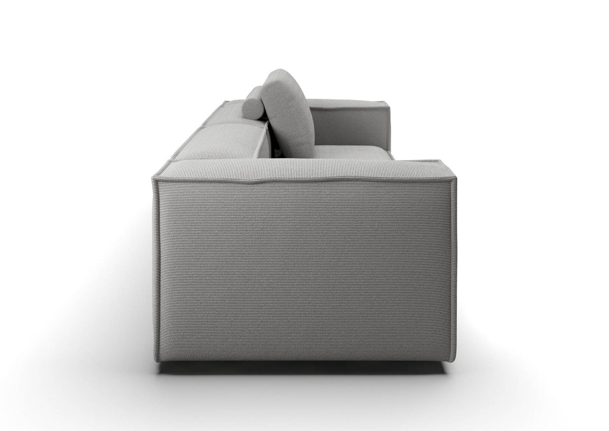 Bergen 2-Sitzer-Sofa kompakt in Feincord Grau – Seitenansicht