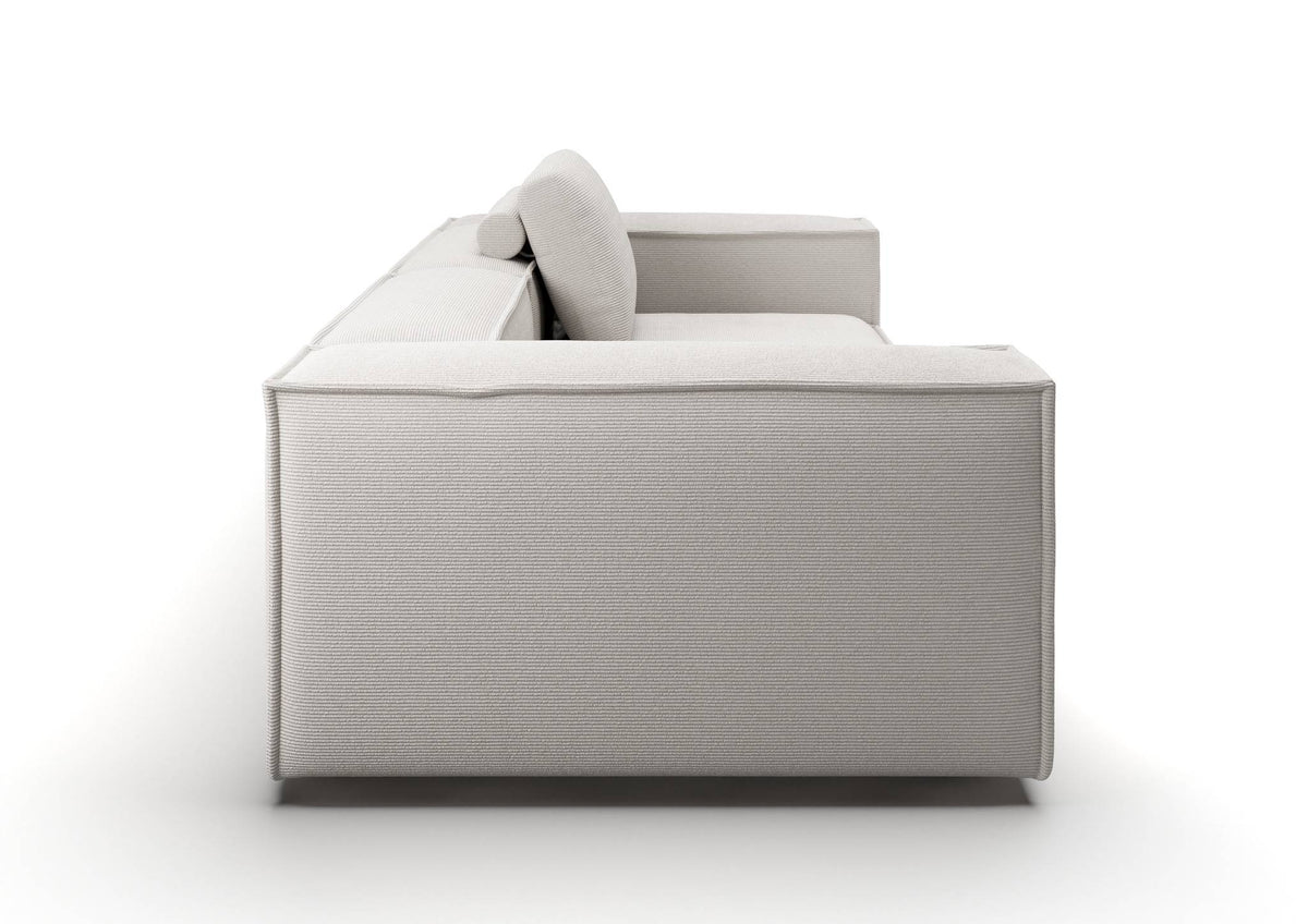 Bergen 2-Sitzer-Sofa in Feincord Weiß – Seitenansicht