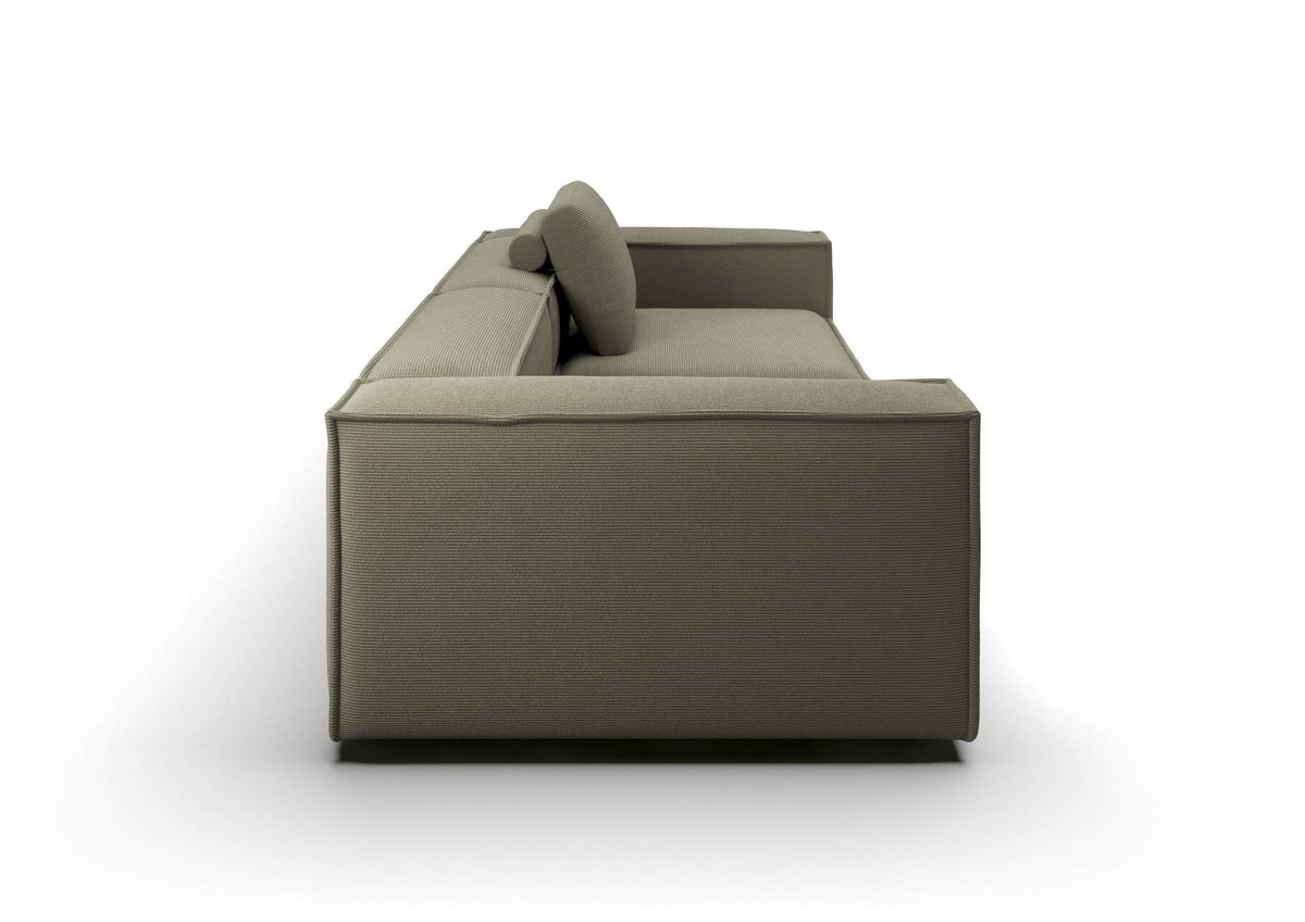 Bergen 3-Sitzer-Sofa in Feincord Oliv – Seitenansicht