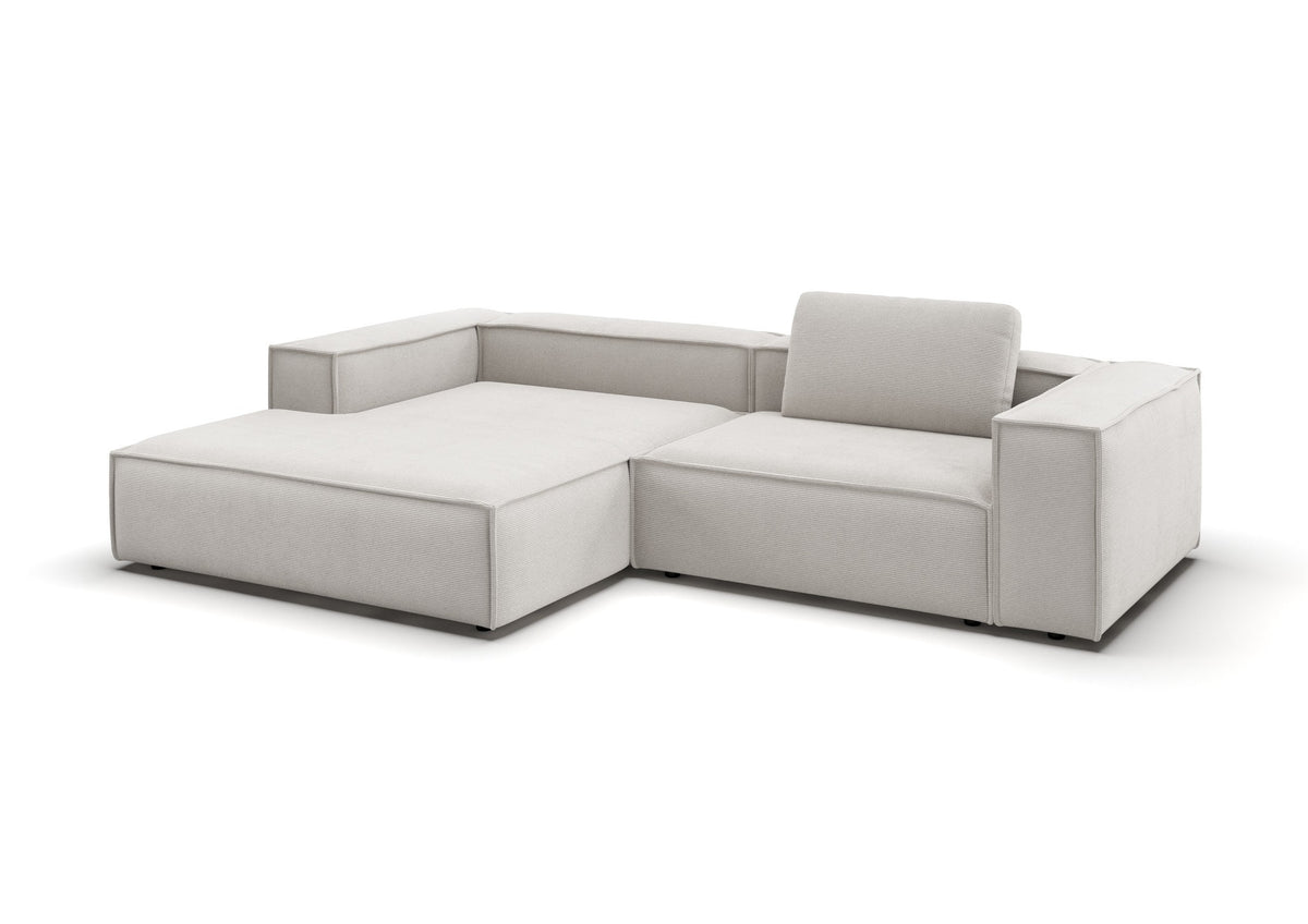 Bergen Ecksofa mit Longchair in Feincord Weiß, Longchair links