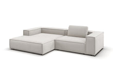 Bergen Ecksofa mit Longchair in Feincord Weiß, Longchair links