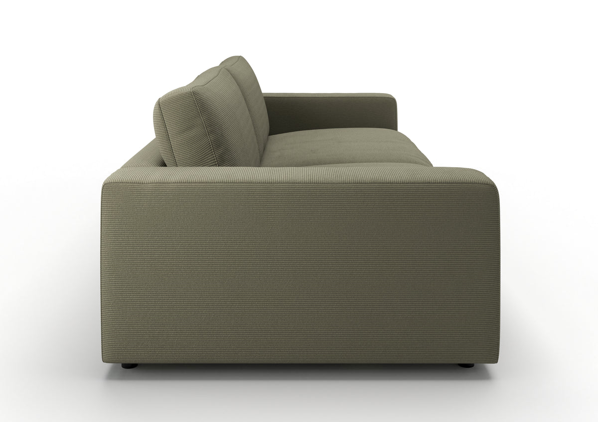 Skagen 3-Sitzer-Sofa in Feincord Oliv – Seitenansicht