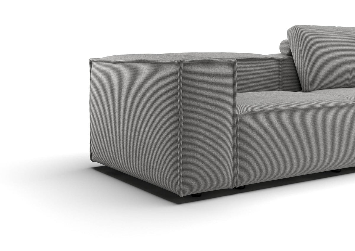 Bergen 2-Sitzer-Sofa kompakt in Feincord Grau – Detail Armlehne