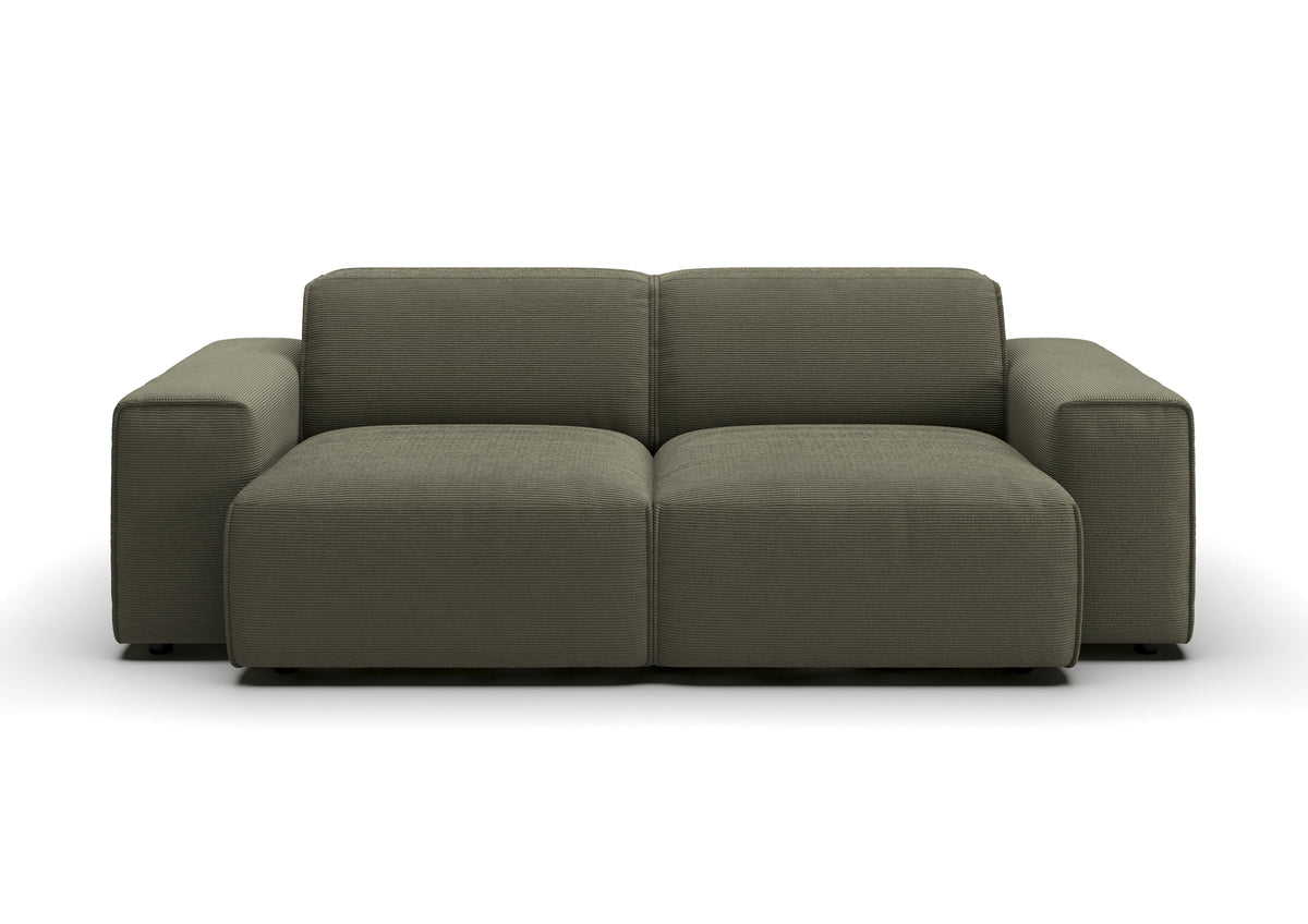 Lund 2,5-Sitzer-Sofa in Feincord Oliv – Ansicht von vorn