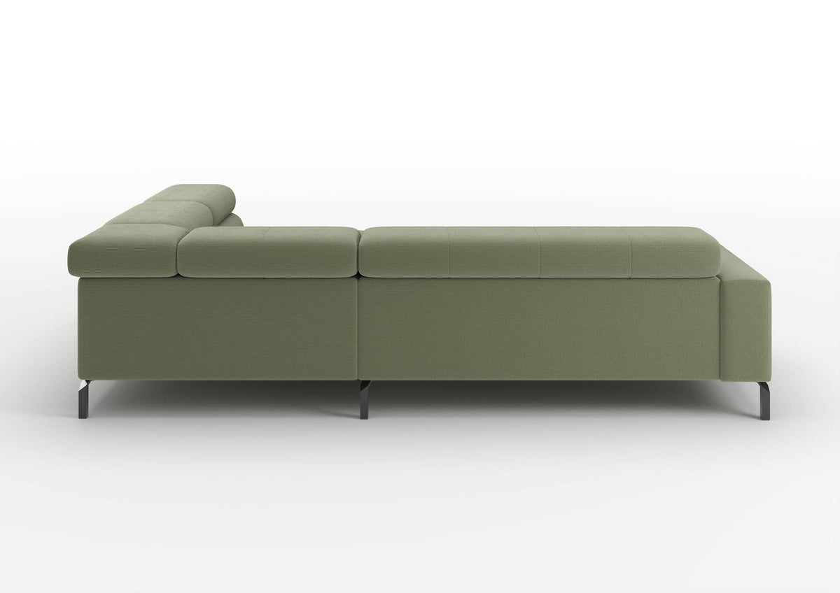 Kalmar Ecksofa in L-Form in Feincord Oliv, Ecke rechts – Rückansicht