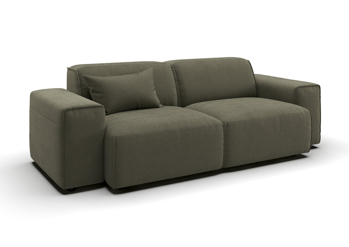 Lund 2,5-Sitzer-Sofa in Feincord Oliv mit Dekokissen