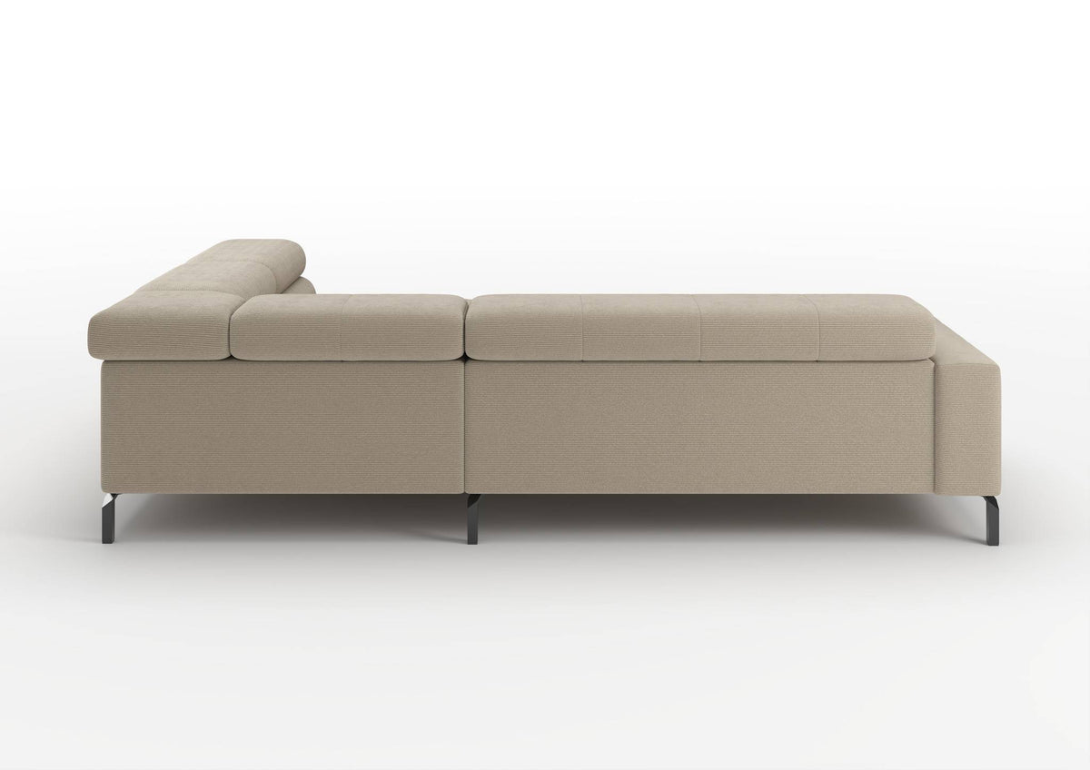Kalmar Ecksofa in L-Form in Feincord Sand, Ecke rechts – Rückansicht