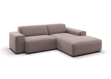 Lund Ecksofa kompakt mit Ottomane in Feincord Altrosa, Ottomane rechts