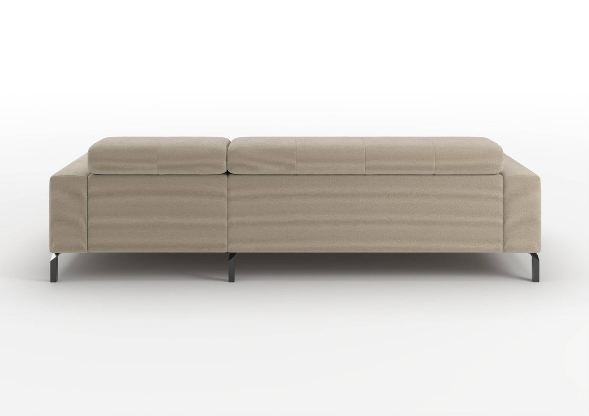 Kalmar Ecksofa mit Longchair in Feincord Sand, Longchair rechts – Rückansicht