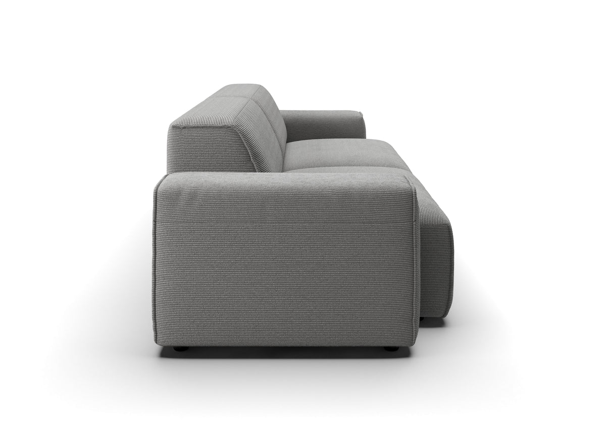 Lund 3-Sitzer-Sofa in Feincord Grau – Seitenansicht