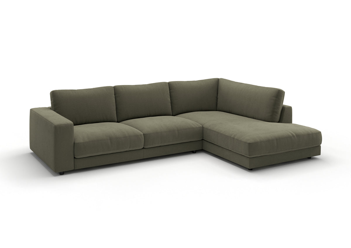 Skagen Ecksofa in L-Form in Feincord Oliv, Ecke rechts
