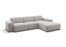Lund Ecksofa mit Ottomane in Feincord Weiß, Ottomane rechts