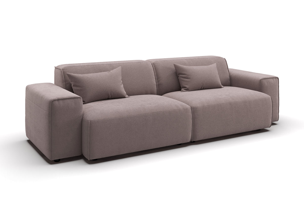 Lund 3-Sitzer-Sofa in Feincord Altrosa mit Dekokissen
