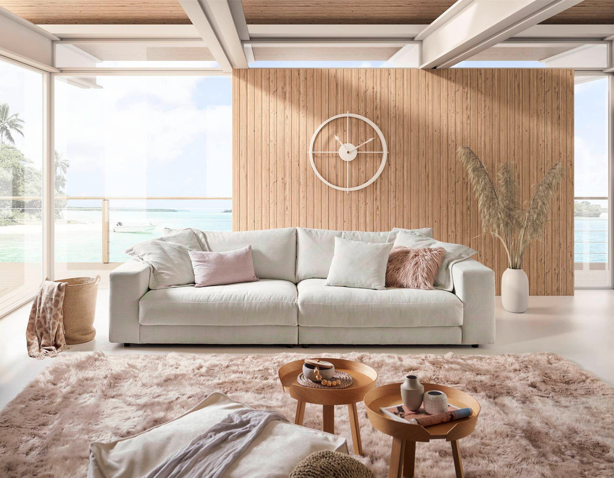 Skagen 3-Sitzer-Sofa in Feincord Weiß im Wohnzimmer
