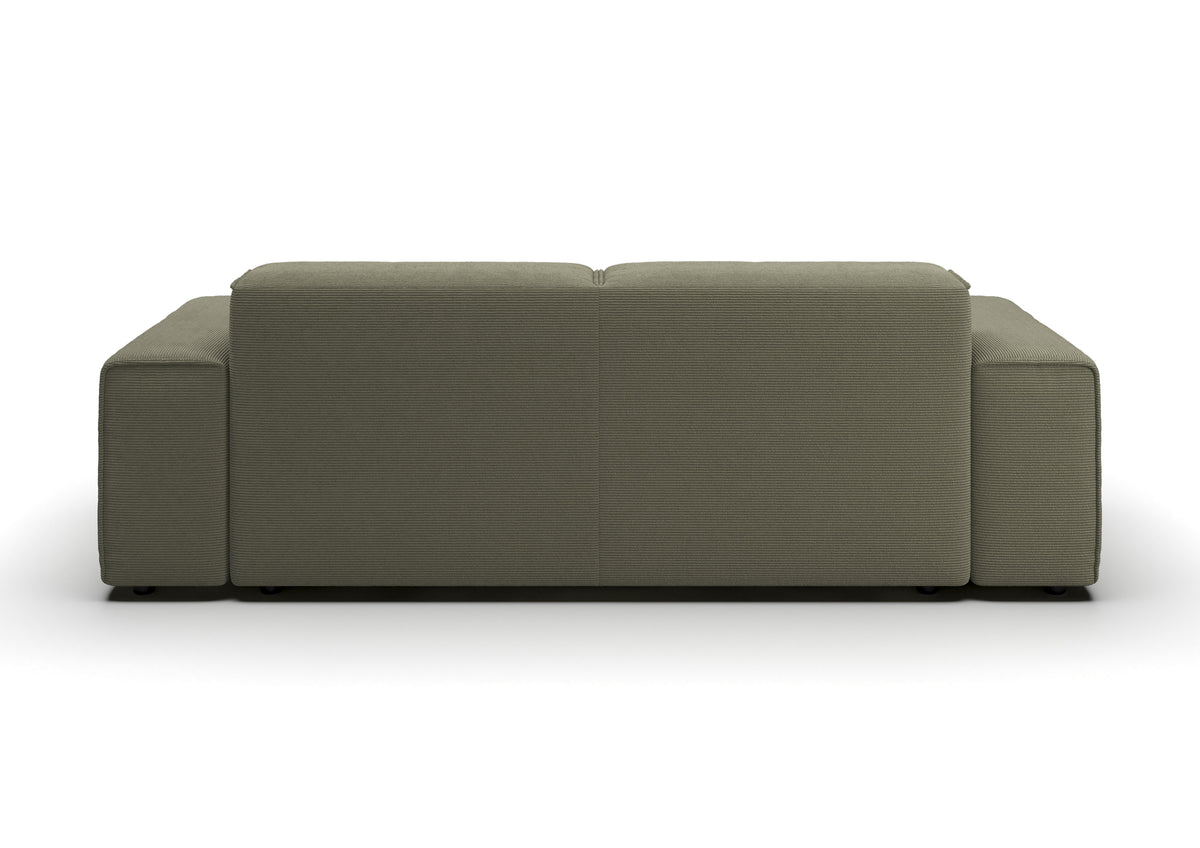 Lund 2,5-Sitzer-Sofa in Feincord Oliv – Rückansicht
