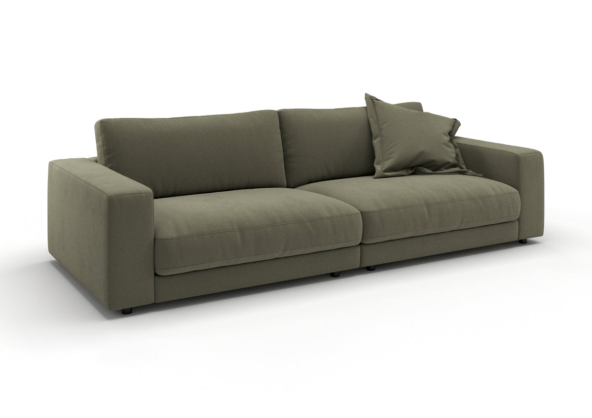 Skagen 3-Sitzer-Sofa in Feincord Oliv mit Dekokissen