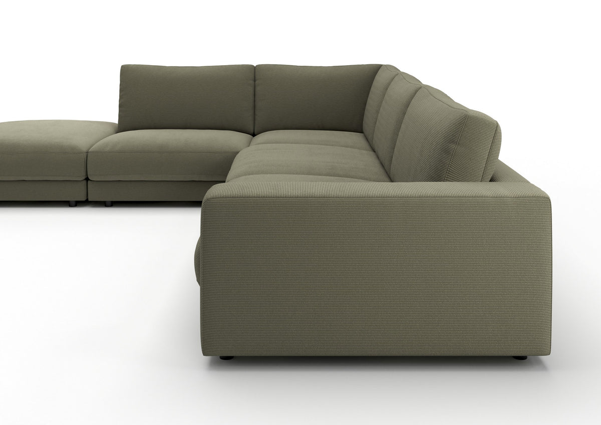 Skagen Wohnlandschaft in Feincord Oliv, Ecke links – Seitenansicht