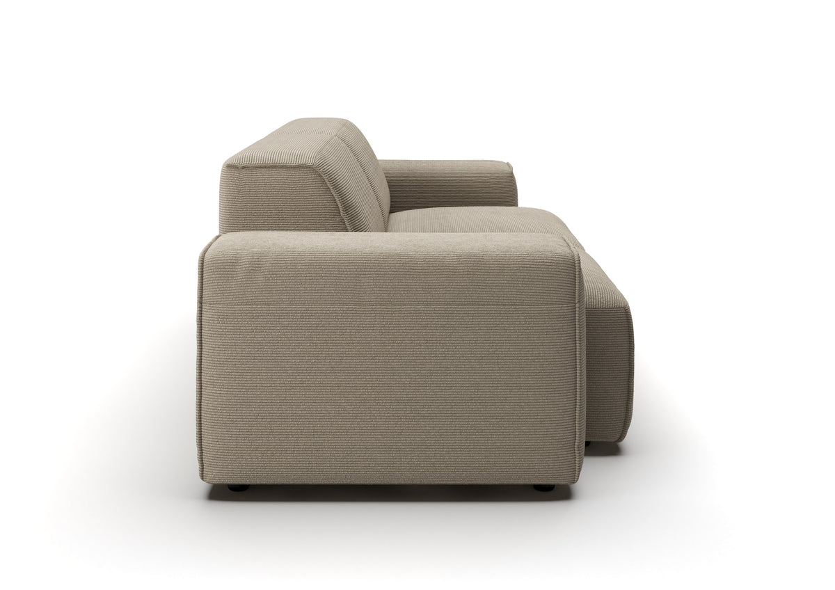 Lund 2-Sitzer-Sofa in Feincord Sand – Seitenansicht