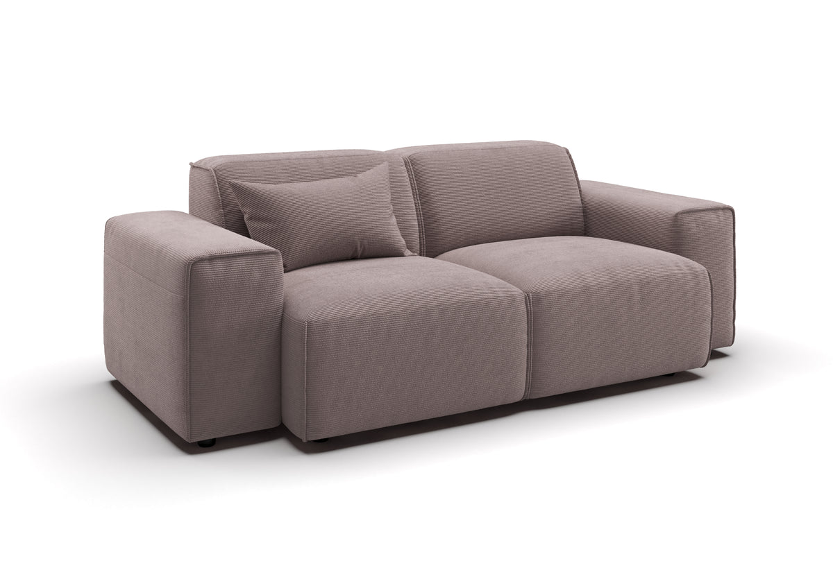 Lund 2-Sitzer-Sofa in Feincord Altrosa – mit Dekokissen
