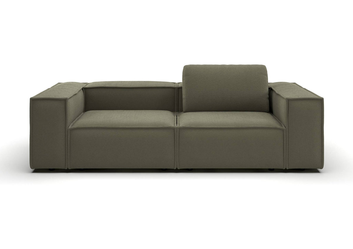 Bergen 2-Sitzer-Sofa kompakt in Feincord Oliv – Ansicht von vorn