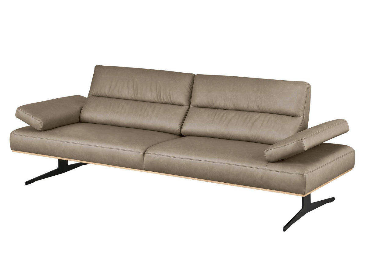 Arendal 3-Sitzer-Sofa in Leder Elephant – mit hochgeklappten Armlehnen