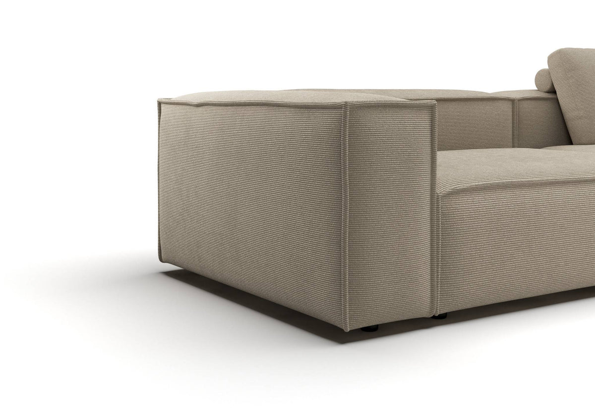 Bergen 3-Sitzer-Sofa in Feincord Sand – Detail Armlehne