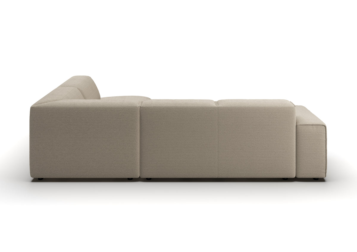 Lund Ecksofa in L-Form in Feincord Sand, Ecke rechts – Rückansicht
