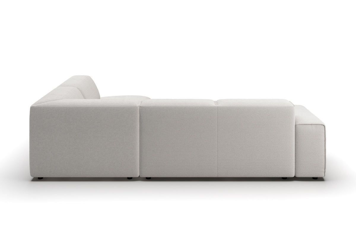 Lund Ecksofa in L-Form in Feincord Weiß, Ecke rechts – Rückansicht