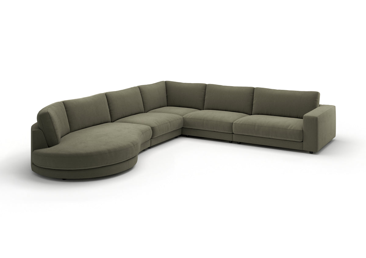 Skagen Wohnlandschaft rund in Feincord Oliv, Ecke links