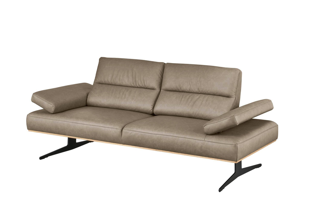 Arendal 2,5-Sitzer-Sofa in Leder Elephant – mit hochgeklappten Armlehnen
