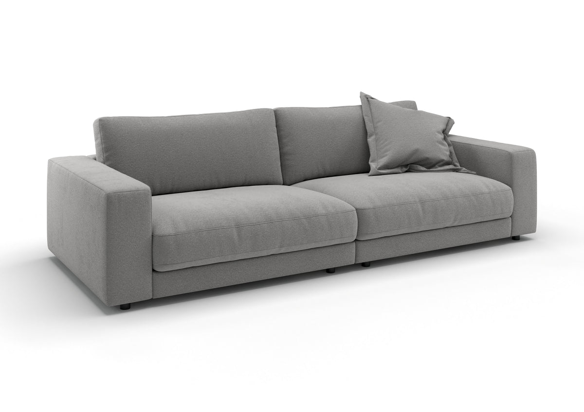 Skagen 3-Sitzer-Sofa in Feincord Grau mit Dekokissen
