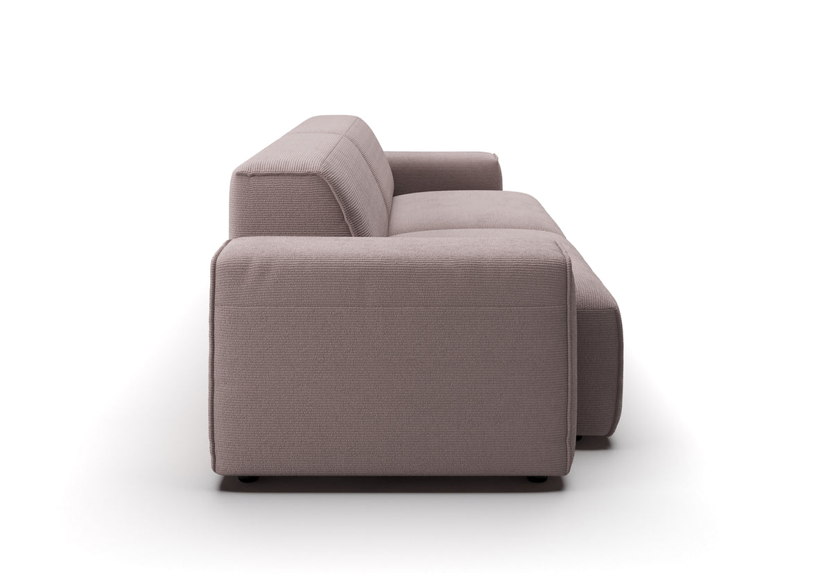 Lund 3-Sitzer-Sofa in Feincord Altrosa – Seitenansicht