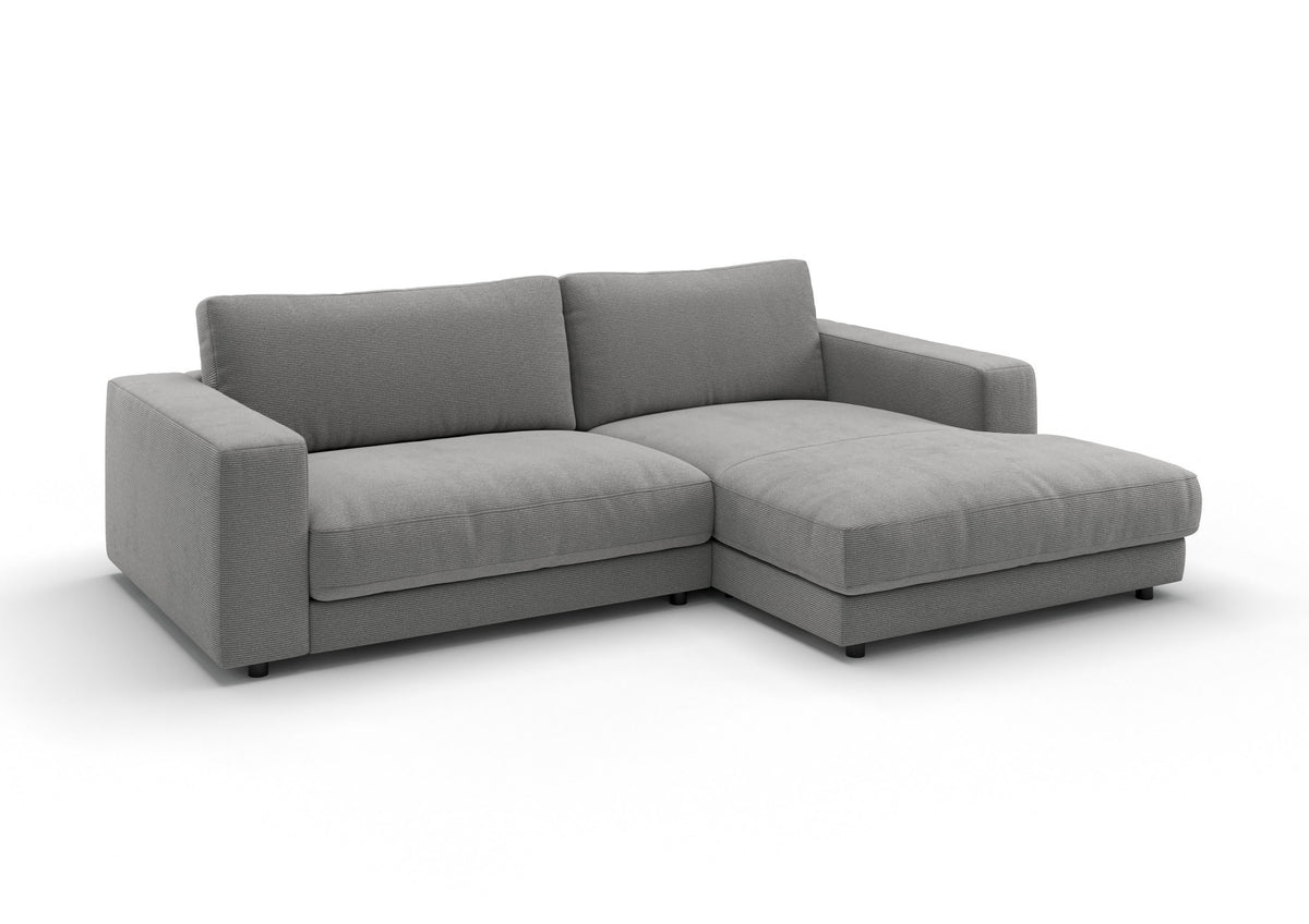 Skagen Ecksofa mit Longchair in Feincord Grau, Longchair rechts