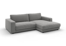 Skagen Ecksofa mit Longchair in Feincord Grau, Longchair rechts