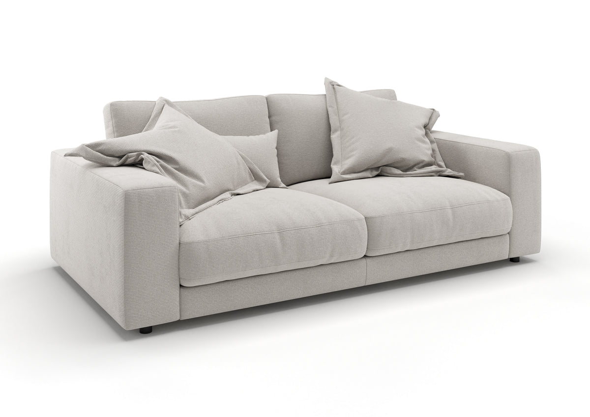 Skagen 2-Sitzer-Sofa in Feincord Weiß mit Dekokissen