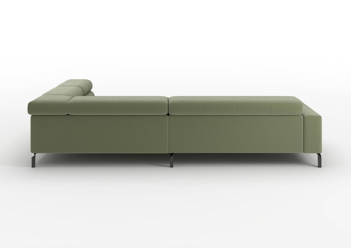 Kalmar Ecksofa in L-Form groß in Feincord Oliv, Ecke rechts – Rückansicht