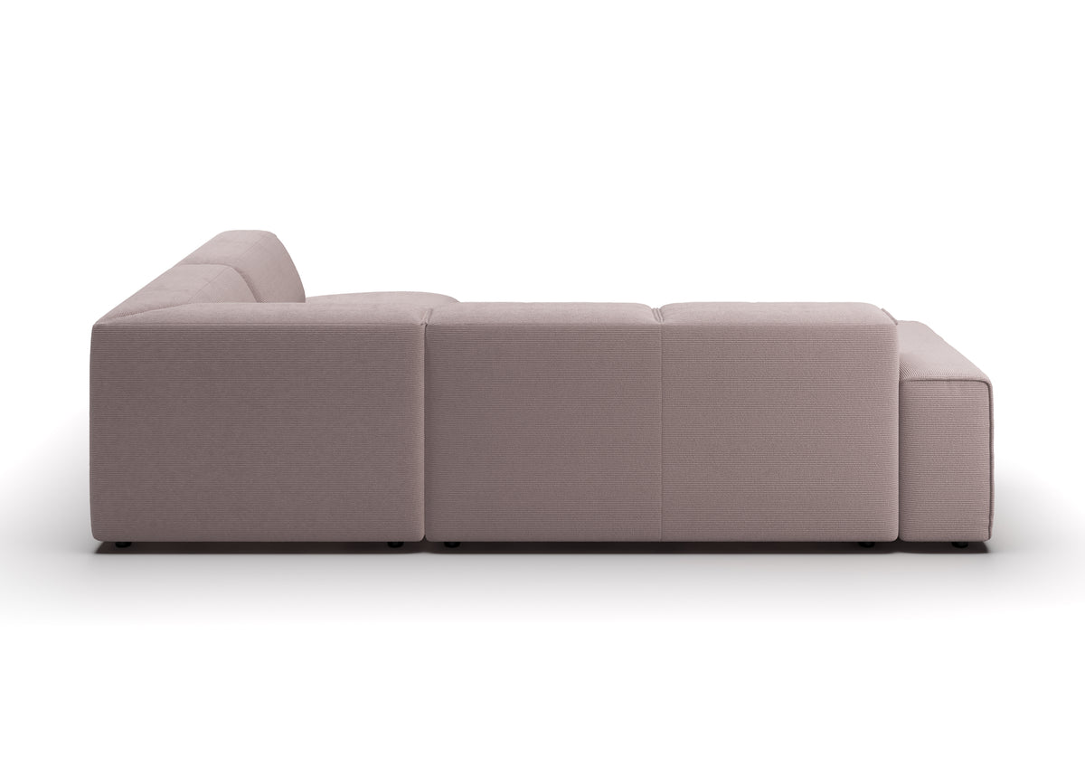 Lund Ecksofa in L-Form in Feincord Altrosa, Ecke rechts – Rückansicht