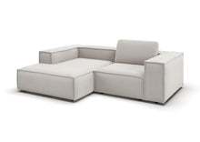 Bergen Ecksofa kompakt mit Longchair in Feincord Weiß, Longchair links
