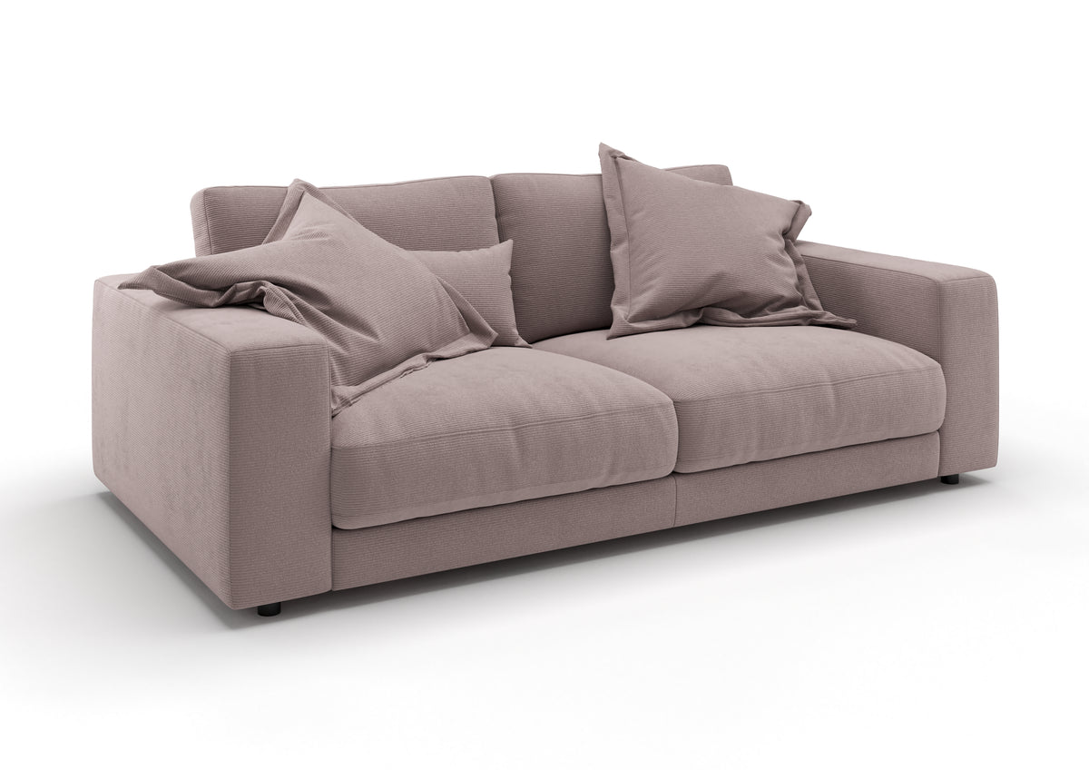 Skagen 2-Sitzer-Sofa in Feincord Altrosa mit Dekokissen