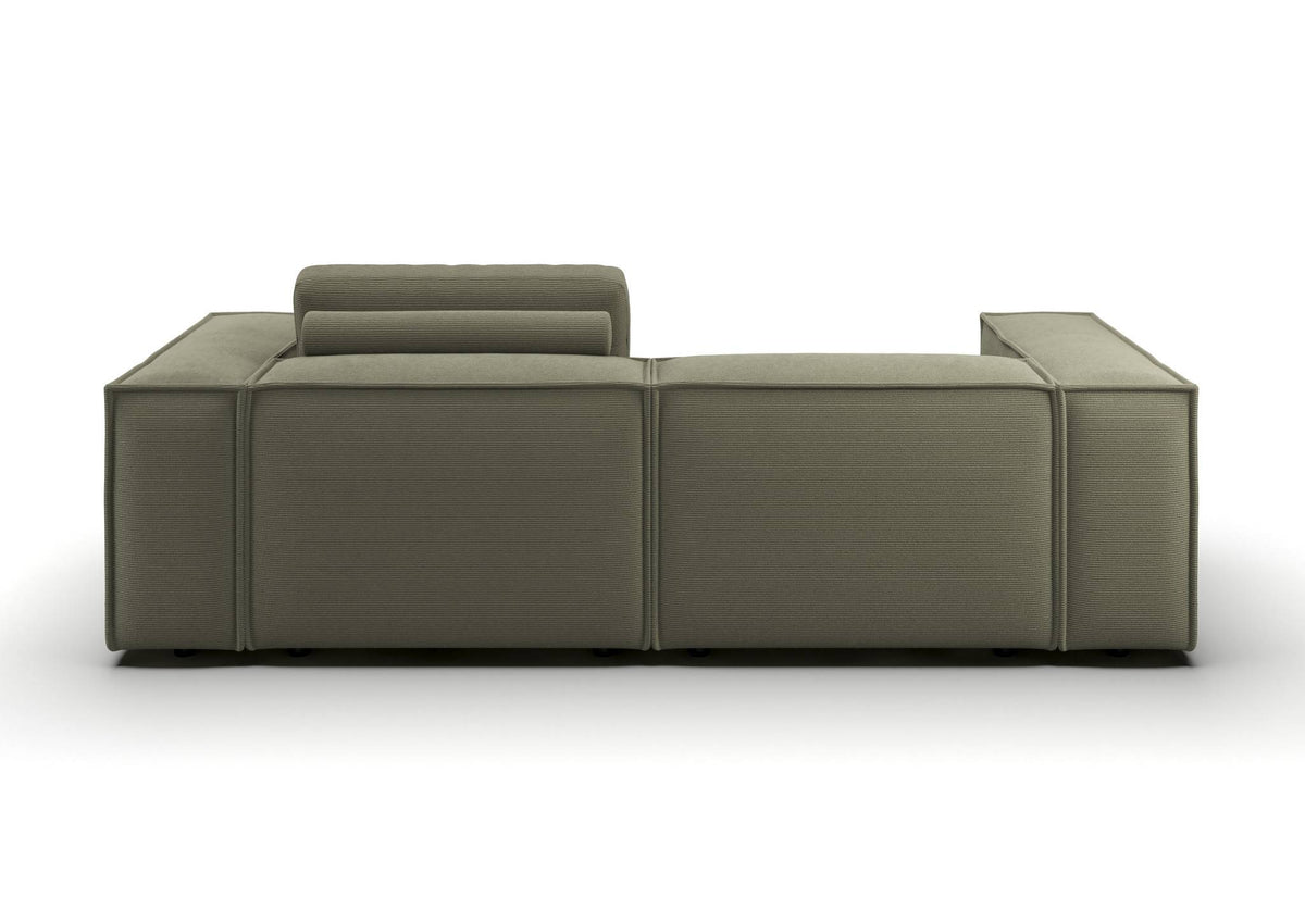Bergen 2-Sitzer-Sofa kompakt in Feincord Oliv – Rückansicht