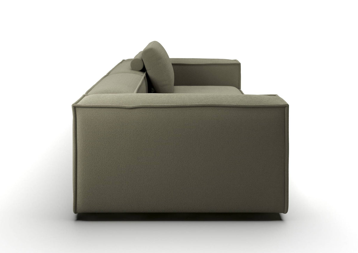Bergen 2-Sitzer-Sofa in Feincord Oliv – Seitenansicht