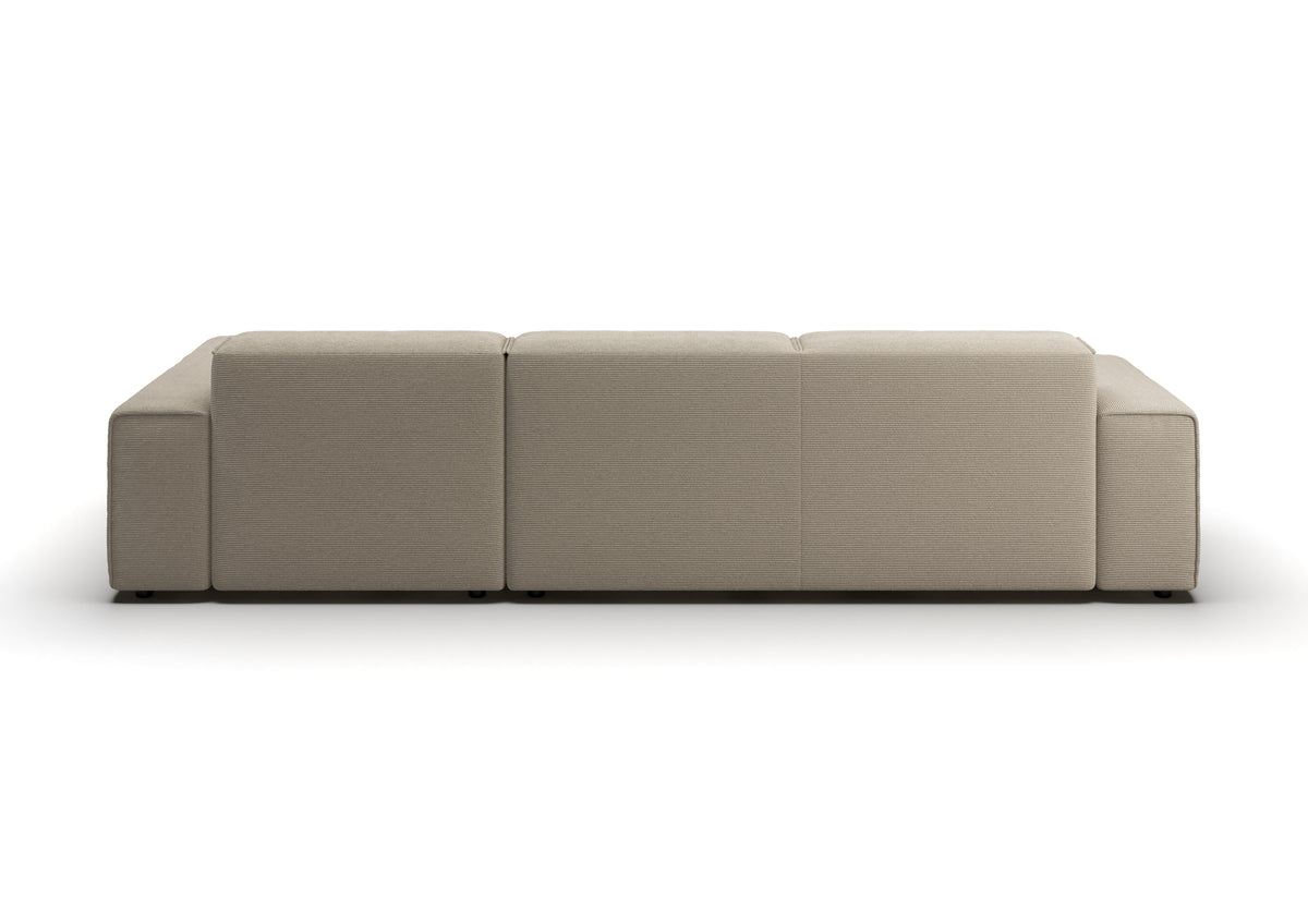 Lund Ecksofa mit Ottomane in Feincord Sand, Ottomane rechts – Rückansicht