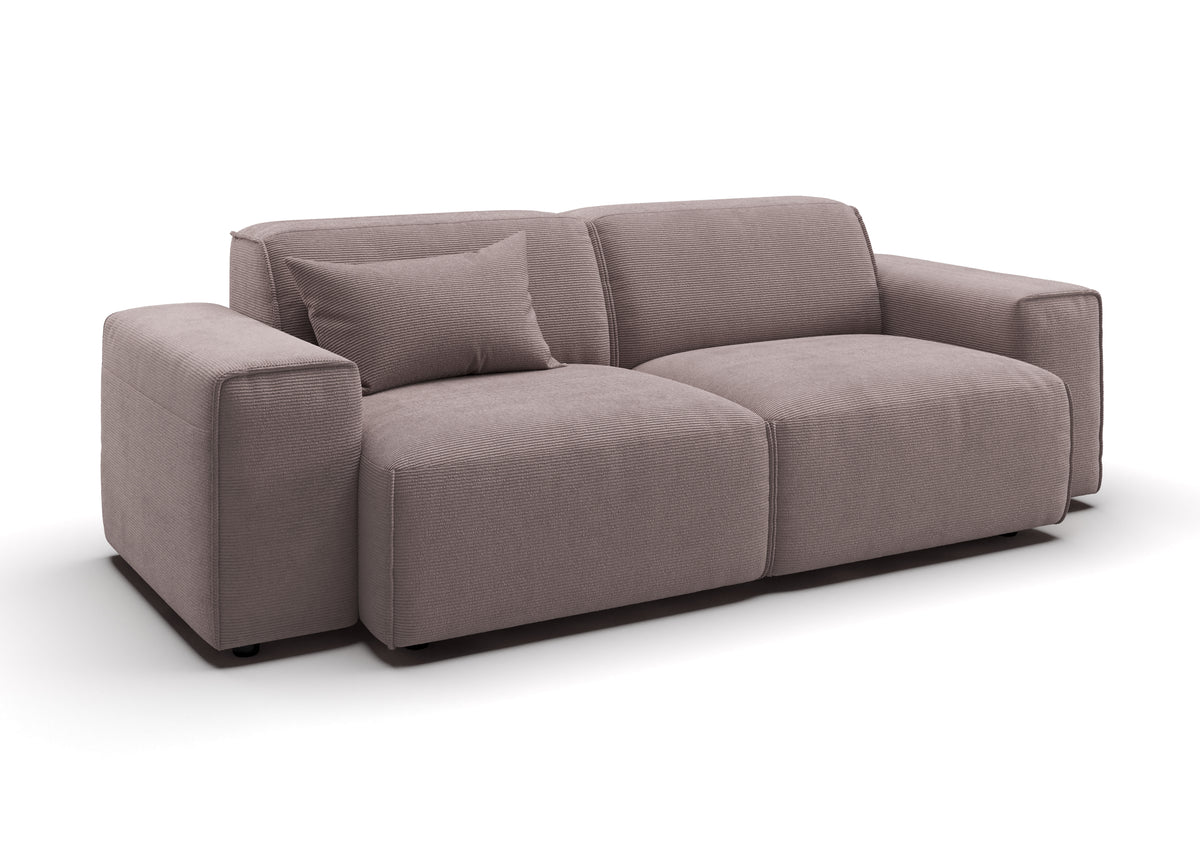 Lund 2,5-Sitzer-Sofa in Feincord Altrosa mit Dekokissen