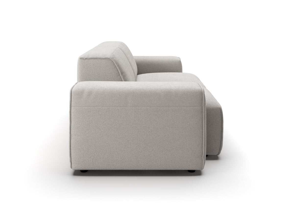 Lund 2-Sitzer-Sofa in Feincord Weiß – Seitenansicht