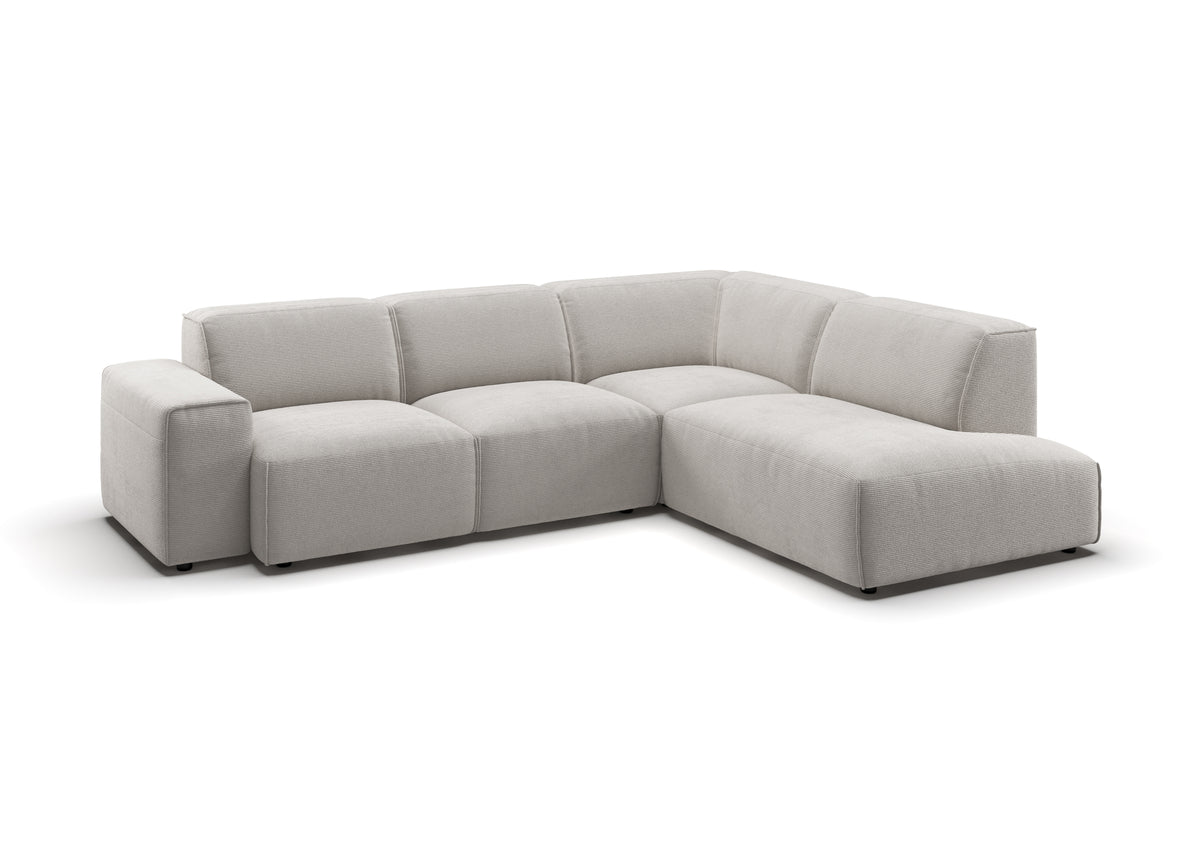 Lund Ecksofa in L-Form in Feincord Weiß, Ecke rechts
